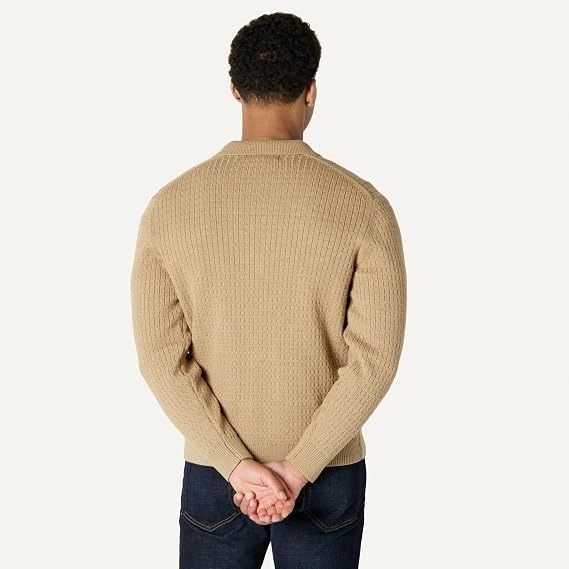Beige Knitted Cardigan Sweater image 2